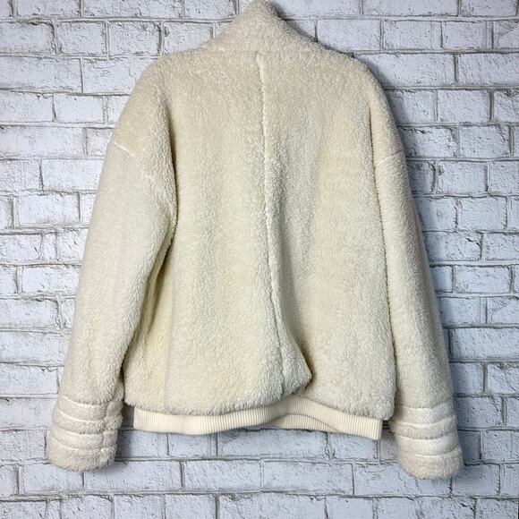 Athleta Jacket Willow Fleece Sherpa Teddy Zip Front White Cream Ivory XL - Picture 3 of 8